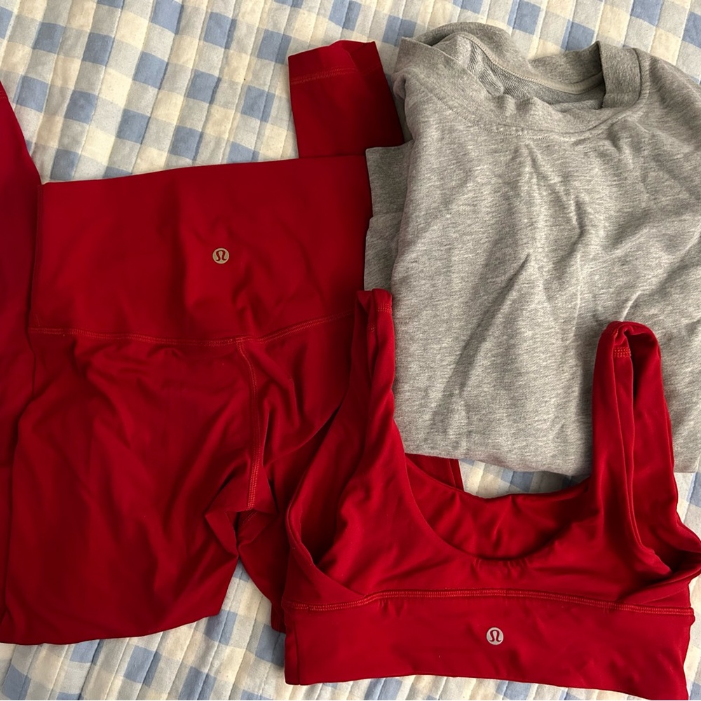 lululemon athletica Red set and Gray sweatshirt Set